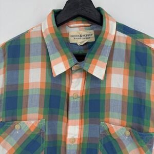 NEW DENIM & SUPPLY RALPH LAUREN Y2K Plaid Short Sleeve Button Up Shirt Men's XXL